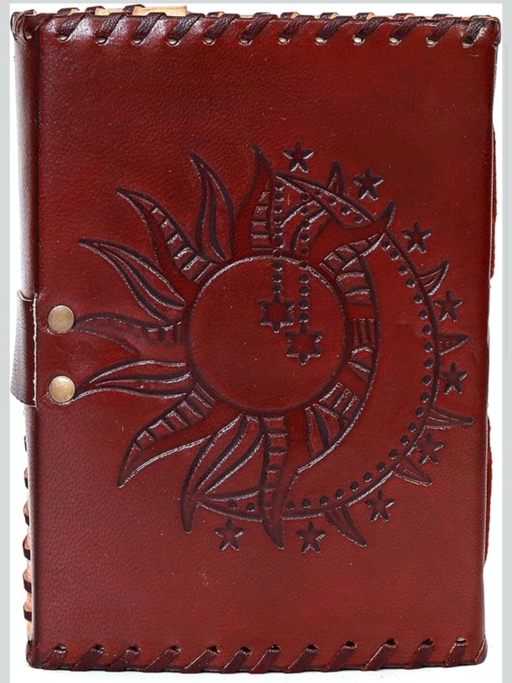 NWT Genuine Leather Sun Moon Celestial Journal 5x7 Handmade Gothic Notebook - Picture 11 of 16